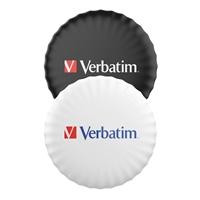 Various Verbatim MYFC-02BW My Finder Coin Bluetooth Item Finder 2 pack in Black and White, compact small Bluetooth trackers with Verbatim branding.