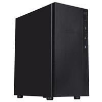 Various CIT Silent ES Black Mid-Tower Low Noise Computer Case, front view showing sound dampening material and two 120mm PWM cooling fans included