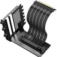 Various Antec RTX50 PCIe 5.0 Riser Cable with 90 degree Bracket Mount, Black, designed for vertical GPU mounting, featuring flexible ribbon cable and mounting hardware