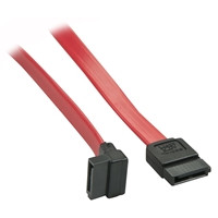 Lindy 33352 0.7m SATA (7 Pin) to 90 Deg SATA (7 Pin) Cable - Red/Black, Compatible With SATA III And Backwards Compatible With SATA I And II