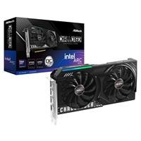 Various ASRock Intel Arc B570 Challenger OC 10GB GDDR6 Graphics Card, front view showing dual fans, display ports, and HDMI port