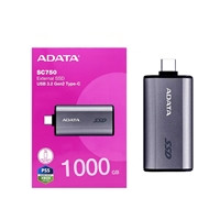 ADATA SC750 (SC750-1000G-CCBK) 1TB USB-C Portable SSD USB 3.2 Gen 2 Up to 1000 MB/s Black Titanium Compatible with Windows, iOS, Android