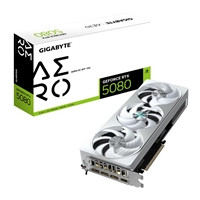 Gigabyte NVIDIA GeForce RTX 5080 AERO OC SFF 16GB GDDR7 Graphics Card, 10752 CUDA Cores, 2730 MHz Core Clock, Triple Fan, White, RGB