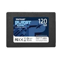 Various Patriot Elite (PBE120GS25SSDR) 120GB 2.5 Inch SSD, Sata 3 Interface, Read 450MB/s, Write 320MB/s, 3 Year Warranty, black and blue solid-state drive with product label.