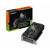 Various Gigabyte NVIDIA GeForce RTX 5060 Ti Windforce Max OC 8GB GDDR7 Graphics Card, dual fan cooling system with 4608 CUDA Cores and 2587 MHz core clock shown in the image.