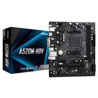 ASRock A520M-HDV Super Alloy AMD AM4 Socket Motherboard, Micro-ATX, 2x DDR4 Slots, 1x M.2 Socket, GbE LAN