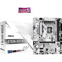 Various ASRock B760M-HDV/M.2 Intel 1700 Socket Motherboard, Micro-ATX form factor with 2 DDR5 slots, 2 M.2 sockets, and 2.5GbE LAN port, suitable for gaming and high-performance computing.