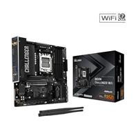 Various ASRock B850M Challenger WiFi AMD AM5 Socket Motherboard, Micro-ATX, 4x DDR5 Slots, 2x M.2 Socket, Fitted I/O Shield, 2.5GbE LAN, Wi-Fi 7 with box and I/O shield shown.
