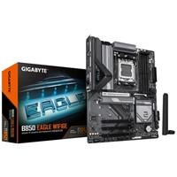 Various Gigabyte B850 EAGLE WIFI6E AMD AM5 Socket Motherboard, ATX form factor, featuring 4 DDR5 RAM slots, 3 M.2 SSD sockets, fitted I/O shield, Gigabit Ethernet LAN, and Wi-Fi 6E connectivity.