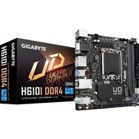 Various Gigabyte H610I DDR4 Ultra Durable Intel 1700 Socket Motherboard, Mini-ITX form factor with 2 DDR4 memory slots, M.2 socket, and GbE LAN for compact and reliable computing.
