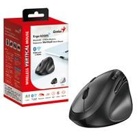 Various Genius Ergo 8350S Wireless Ergonomic Vertical Mouse, black, with adjustable DPI levels up to 2400 DPI, 5 buttons including scroll wheel, compatible with Bluetooth and 2.4 GHz wireless connection, designed for comfortable ergonomic use.