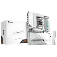 Various Gigabyte X870 AORUS STEALTH ICE AMD AM5 Socket Motherboard, ATX, 4x DDR5 Slots, 4x M.2 Socket, 5GbE LAN, Wi-Fi 7, image of the gaming motherboard with metallic silver and white design, multiple PCIe slots, and connectivity ports.