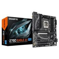 Various Gigabyte Z790 EAGLE AX Intel 1700 Socket Motherboard, ATX form factor with fitted I/O shield, 4 DDR5 RAM slots, 3 M.2 SSD slots, 2.5GbE LAN, and Wi-Fi 6E capability.