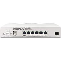 Various DrayTek V2865-K Vigor 2865 Multi-WAN Firewall VDSL Modem Router, front view of the white networking device with multiple Ethernet ports and status indicator lights.