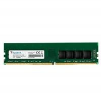 Various ADATA Premier AD4U32008G22-SGN 8GB DIMM System Memory, green printed circuit board with black memory chips and gold connector edge for 3200MHz DDR4 CL22 RAM module.