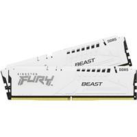 Various Kingston FURY Beast KF556C36BWEK2-32 32GB (2x 16GB) DIMM System Memory, 5600MHz, DDR5, CL36, White, Intel XMP, AMD EXPO, image of two white RAM modules with black accents and Kingston FURY branding.