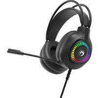 Various Marvo H8325 Akari 40 USB 2.0 Wired Gaming RGB Headset (Black), a black gaming headset with RGB lighting on the ear cups and a built-in microphone.