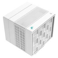 Various DeepCool ASSASSIN IV Universal Socket 140mm PWM 1400RPM Fan CPU Cooler, White, shown from an angled perspective highlighting the fan and cooling fins.