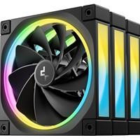 Various DeepCool FL12 120mm PWM 3 Pack Reverse Fan, high performance computer cooling fans with 36 ARGB LEDs, fluid dynamic bearing, 500-2150 RPM, and 55 CFM airflow for optimal PC airflow and low noise operation.