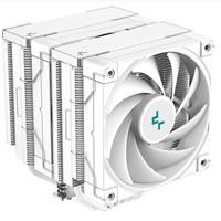 Various DeepCool AK620 WH Fan CPU Cooler, front view of the dual 120mm white fans with 1850RPM and six heat pipes for efficient cooling