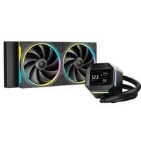 Various DeepCool LM240 Liquid CPU Cooler, 240mm all-in-one liquid cooling system with 2.4-inch IPS display, dual 120mm ARGB fans, anti-leak technology, and PWM pump for efficient PC cooling.