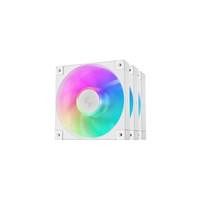 Various DeepCool FD12 120mm ARGB 3 in 1 case fan White, white case fans with vibrant RGB lighting and sleek design for PC cooling.