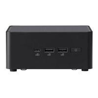 Various ASUS NUC 14 Pro Barebone Kit, compact black mini PC with multiple USB ports, HDMI port, and power button on front panel.