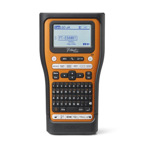 Brother PT-E560BTVP Pro Handheld Electrician Labelling Machine, handheld device with a color screen and keyboard for professional wiring and electrical labeling.