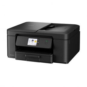 Brother DCP-J1460DW Compact Wireless Colour Inkjet Multifunction Printer, modern black printer with touchscreen control panel and automatic document feeder.