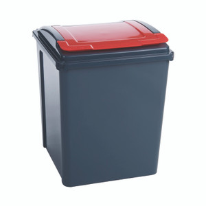Vfm Recycling Bin GRY/Red Lid 50L