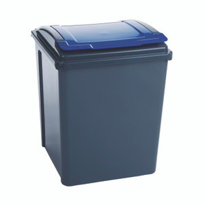 Vfm Recycling Bin GRY/Blue Lid 50L
