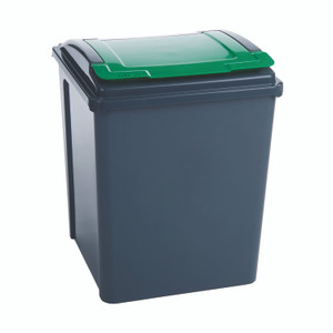 Vfm Recycling Bin GRY/GRN Lid 50L