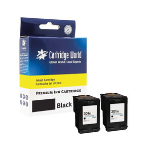 Cartridge World Compatible with HP 301XL 2 Pack High Yield Black Inkjet Cartridges D8J45AE Cartridge World Compatible with HP 301XL 2 Pack High Yield Black Inkjet Cartridges D8J45AE