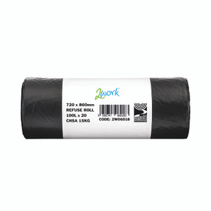 2Work Refuse Sack Roll Black PK10X20