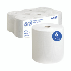 Hand Towel Roll Disp 304M WHT PK6