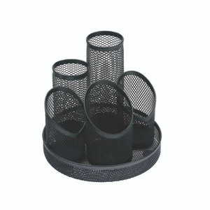 5 Compartment Mesh Desk Tidy BLK