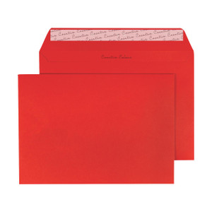 CW Office C5 Wallet P/S Env 120GSM Red P250, a red C5 size wallet envelope with a flap and printed interior for office and mailing purposes.