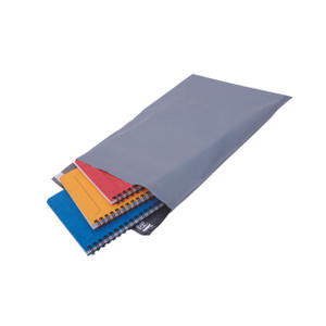 CW Office Gosecure Polt Mail BAG 235X320 PK500, gray mailing bag holding colorful spiral notebooks and envelopes.