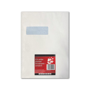 CW Office C4 Window Env Peel/Seal WHT PK10, white window sealing peel and seal envelopes for office use.