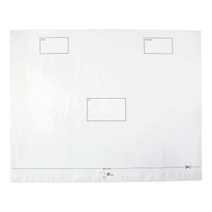 CW Office Env Wpf Polythene Psl 590X430 PK100, white polythene envelopes with address windows for mailing or packaging.