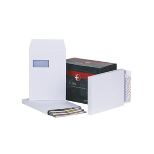 CW Office Plus Fabric WHT Gus Env C4 Wnd BX100, white fabric office packaging and cushioning material with box for office supplies.