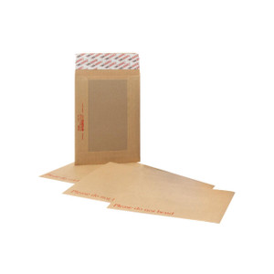 CW Office New Guardian Brdback Env Ps C4 PK125, brown paper envelopes with red safety warning text.