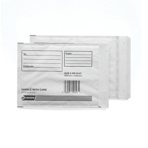 CW Office Gosecure Bubble Env Size 9 WHT PK10, white bubble envelopes for mailing and shipping.
