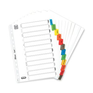 CW Office Elba A4 Jan-Dec 12PRT Assorted Calendar Dividers, multi-color sorted tabs for monthly organization.