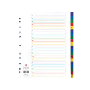 CW Office Concord Index A-Z A4 Ew PP Mcol, an A4-sized index sheet with colorful alphabetical tabs and labeled sections for easy organization.