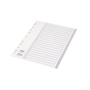 CW Office Concord PVC Index A4 1 To 20 GREY, a white plastic index sheet with numbered tabs from 1 to 20 for organizing documents in a grey color.