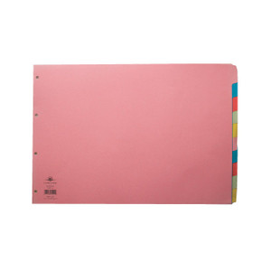 CW Office Concord Dvdr 10PART A3 Landscape AST, pink multi-tab file folder for organizing documents.