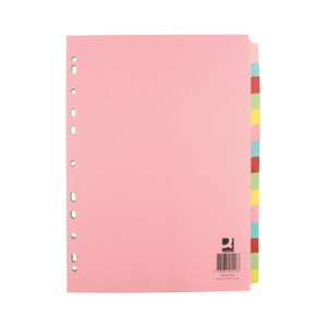 CW Office Q-Connect A4 15PRT Sbjct Dividr PK10, colorful multi-tab dividers in a pack