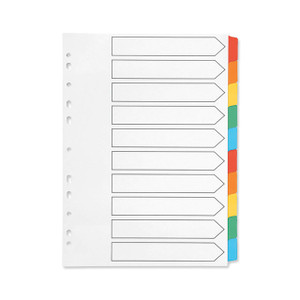 CW Office Q-Connect Index A4 Blank Tabs Multi, set of colored index tabs with blank labels for organizing documents.