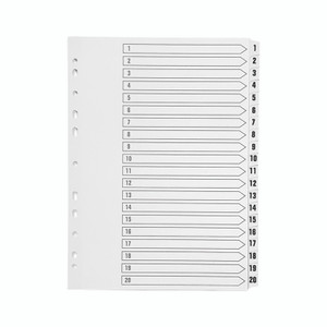 Q Connect Index 1-20 Polyprop White